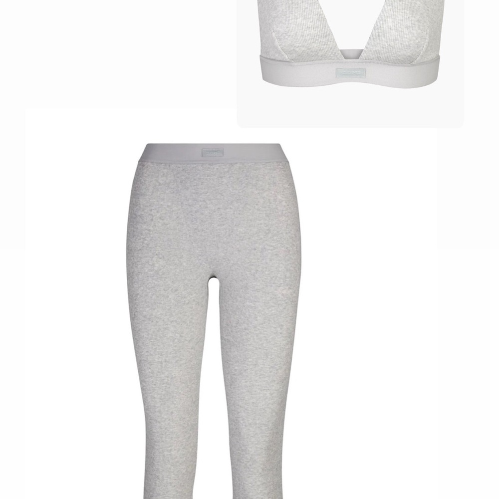 SKIMS Gray Ribbed Bralette & Legging Set